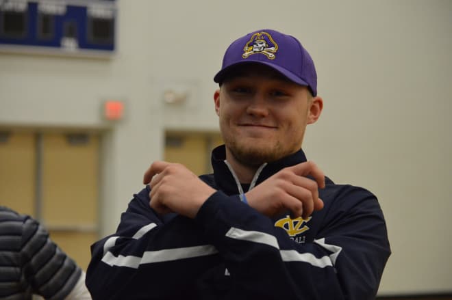 Class of 2018 and D.H. Conley quarterback Holton Ahlers committed to East Carolina on Monday. 