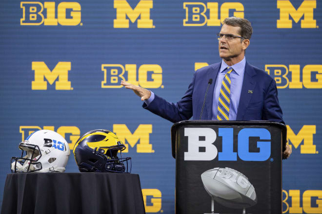 Michigan Wolverines football head coach Jim Harbaugh has won 49 games in six seasons (2020 was a shortened campaign) at U-M.