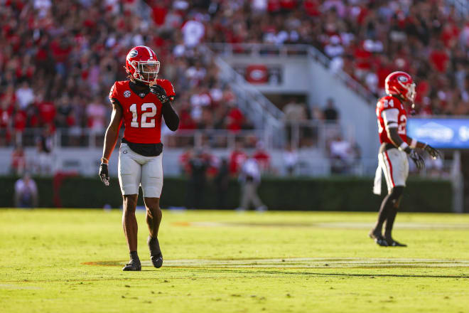 Georgia defensive back Julian Humphrey (12) during Georgia’s game against UT Martin on Dooley Field at Sanford Stadium in Athens, Ga., on Saturday, Sept. 2, 2023. (Tony Walsh/UGAAA)