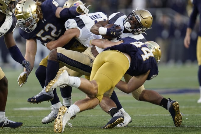 Kahanu Kia (44) will rejoin the Notre Dame football team in January after missing the past two season on a Mormon Mission. 