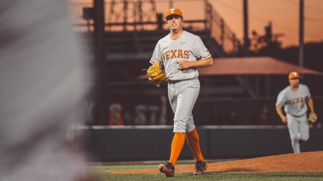 Hansen began to turn the corner when he nearly threw a complete game at Texas State. (Texas Baseball)