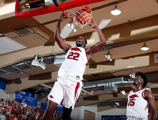Arkansas’ Makhel Mitchell recorded 12 points and six rebounds in Monday’s win over Louisville. 