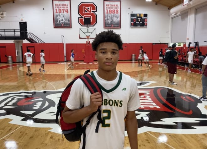 Raleigh Cardinal Gibbons freshman Aiden Smalls participated in camps at NC State last week in both football and basketball.