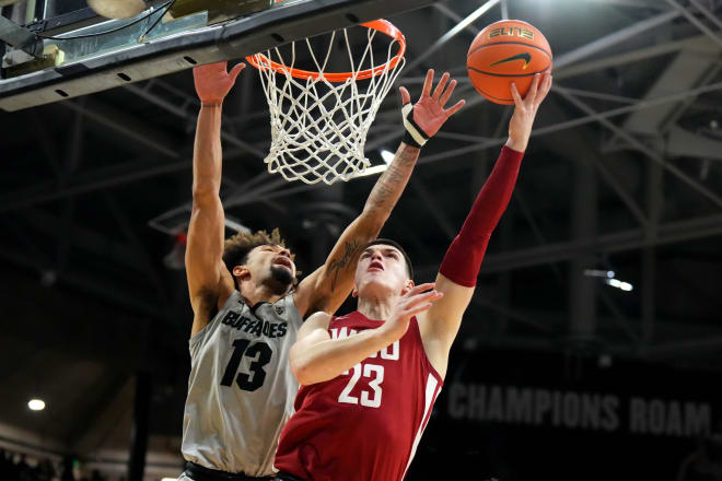 Andrej Jakimovski scored 12 points and grabbed a game-high 7 rebounds in Washington State's loss in Boulder.