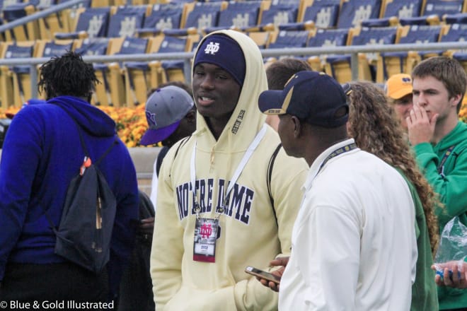 Oghoufo, the nation’s No. 17 outside linebacker nationally according to Rivals.com, rated his second visit to South Bend this fall a “10.”  