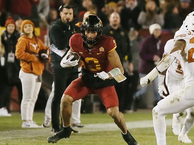 During his first season at Iowa State, Jayden Higgins closed in on 1,000 yards and averaged more than 18.5 yards per catch.