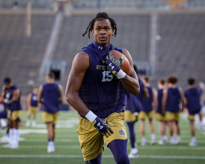 Notre Dame freshman wide receiver Tobias Merriweather looks to expand his role after scoring his first collegiate TD last Saturday night against Stanford. 