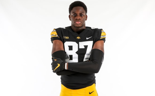 Class of 2021 defensive end Daine Hanson made his first visit to Iowa on Sunday.