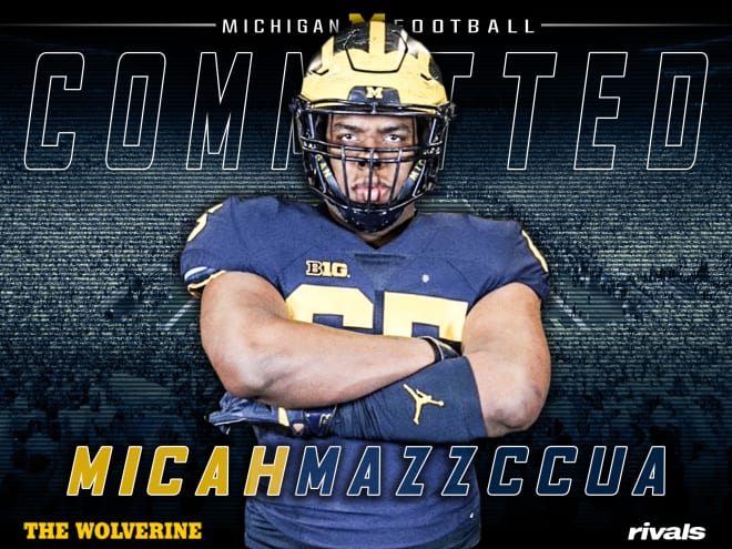 It didn't take long for Baltimore (Md.) St. Frances three-star offensive tackle Micah Mazzccua to commit to Michigan after being offered and visiting.