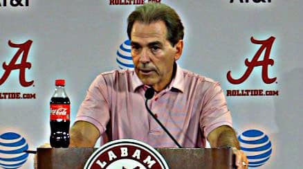 Nick Saban during his Monday Press Conference following Alabama's 41-23 victory over Colorado State