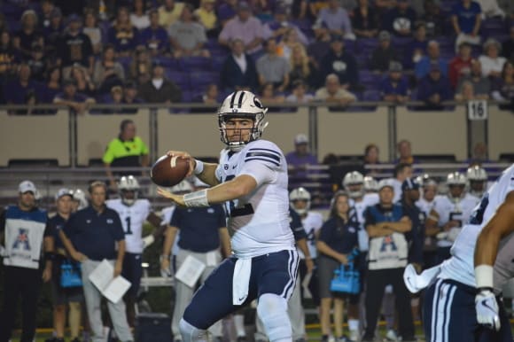 BYU quarterback Tanner Mangum threw for over 300 yards in BYU's 33-17 loss to East Carolina.