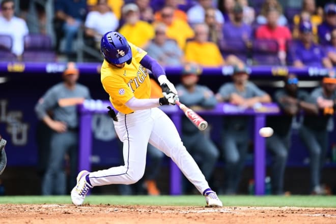 LSU's Dylan Crews went 4 for 4 with three RBI in Saturday's game 3 loss to Tennessee after the Tigers won games 1 and 2 of the series on Thursday and Friday.