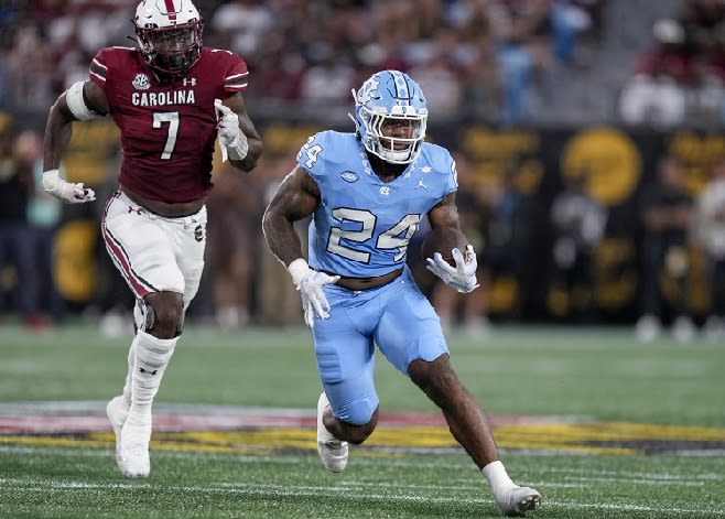 UNC RB British Brooks ran for 103 yards on 15 attempts in a win over South Carolina on Saturday.