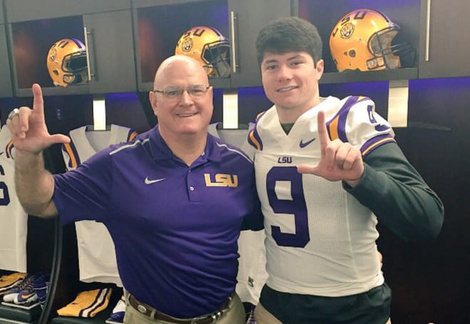 Moffitt pictured with LSU assistant Bradley Dale Peveto