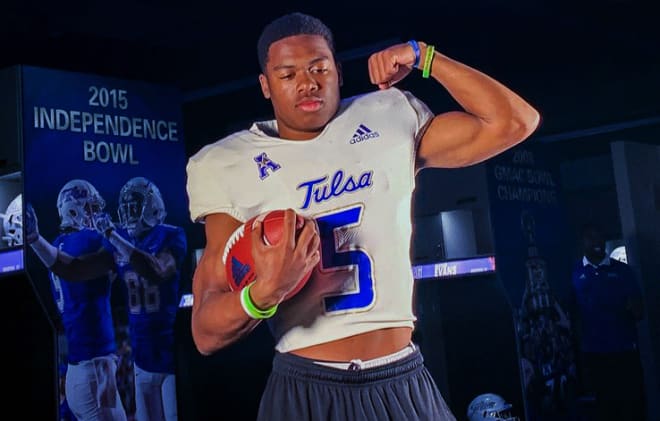 Frisco (TX) Lone Star RB Jaden Nixon at Tulsa's Junior Day in early March.