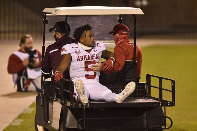 Rakeem Boyd suffered an apparent leg injury in Saturday's win at No. 16 Mississippi State.