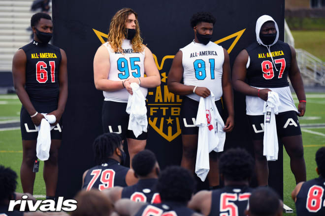 Under Armour honored 2023 DE Trey Wilson (61), 2022 OT Hubter Erb (95), 2022 OL Neto Umeozulu (81) and 2022 DT Shone Washington (97) (Sam Spiegelman, Rivals.com)