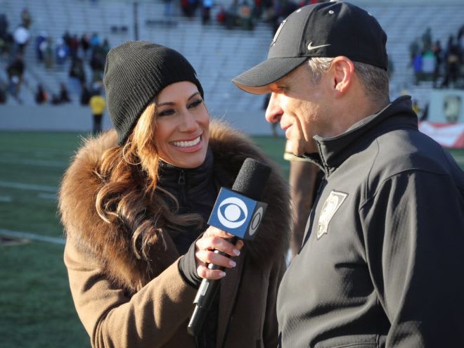 CBS’ Tina Cervasio with Army Head Coach Jeff Monken