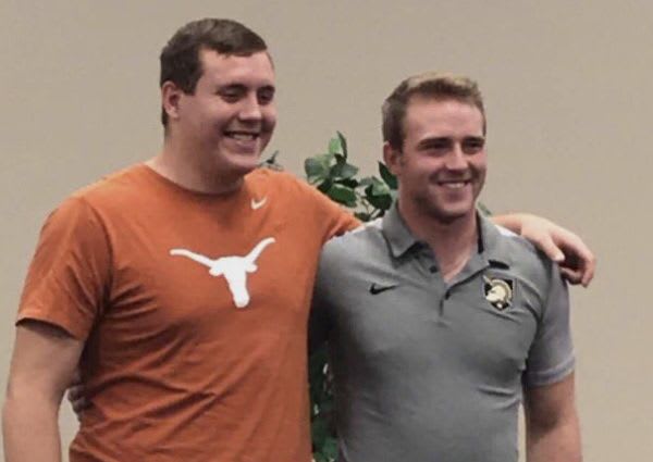 LB Cade Barnard with fellow high school teammate and Texas Longhorn signee Reese Moore