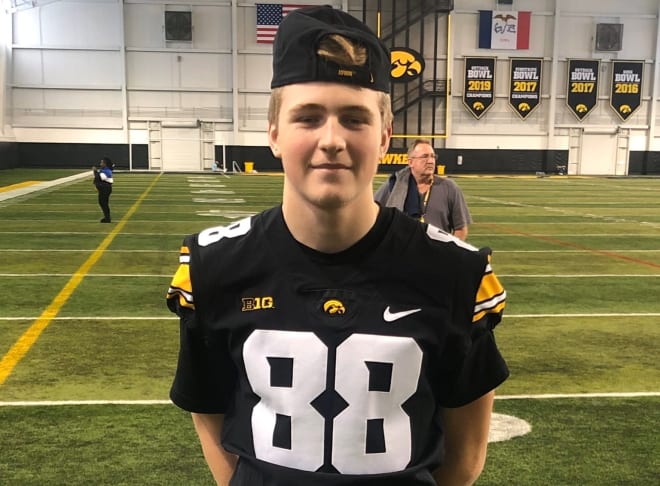 Class of 2021 tight end Garrett Gillette attended Iowa's junior day on Sunday.
