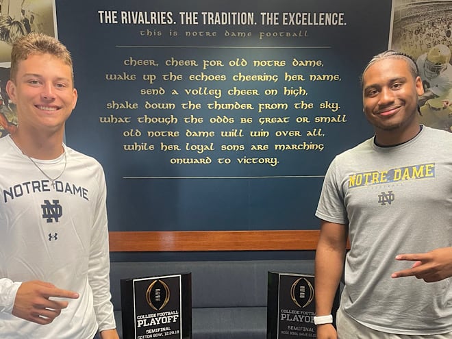 Brandon Davis-Swain (left) and CJ Carr (right) were ND's only two 2024 commits on campus for a 2023 official visitors weekend.