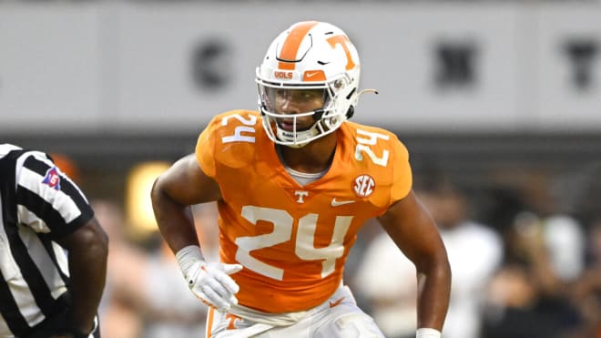 Tennessee linebacker Aaron Beasley (24) plays against Ball State during an NCAA football game on Thursday, Sept. 1, 2022, in Knoxville, Tenn. (AP Photo/John Amis)