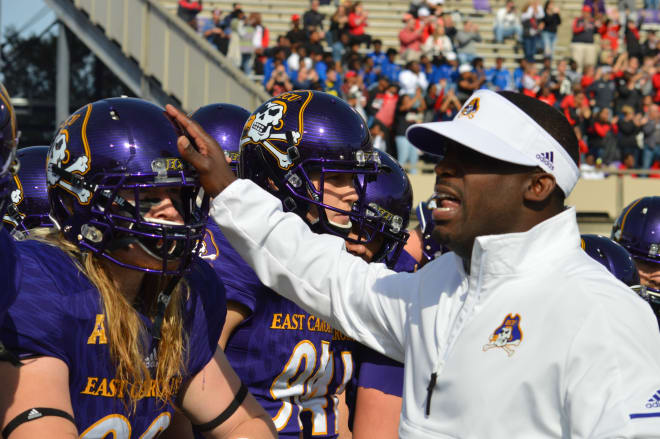 Scottie Montgomery pictured before last year's ECU - Cincinnati tilt in Dowdy-Ficklen Stadium.