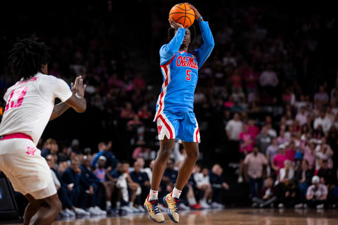 Ole Miss guard Jaylen Murray rises for a shot during the Rebels' win over Texas A&M Saturday. 