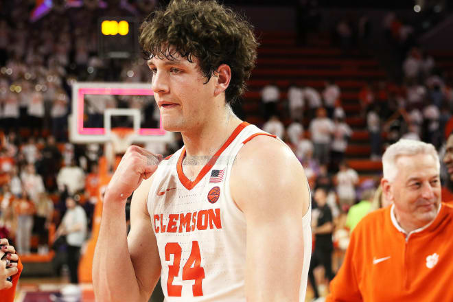 P.J. Hall and Clemson will play three of their final five games of the regular season in Littlejohn Coliseum.