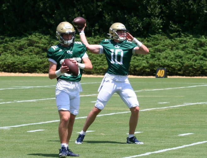 Haynes King fires a pass during fall camp