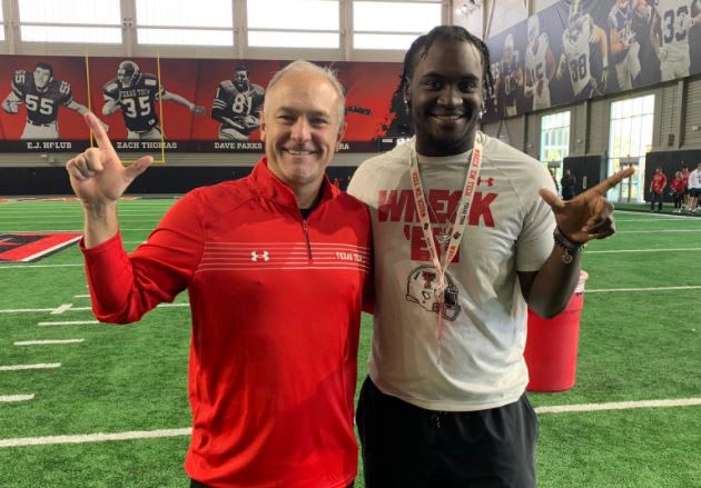 Monterey LB Jaden Hilliard with Texas Tech head coach Joey McGuire