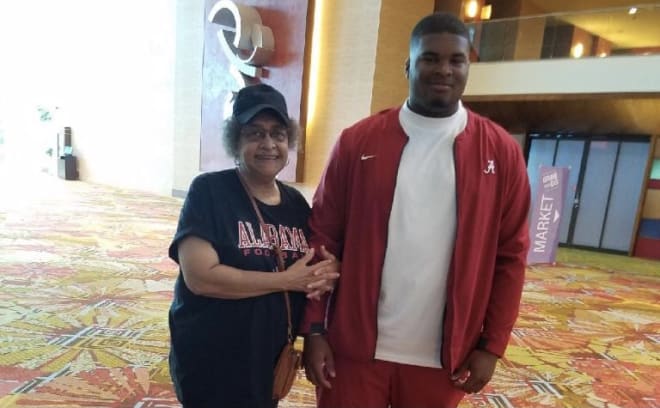 Alabama offensive lineman Emil Ekiyor Jr. (right) and his late grandmother Marjorie Sims. Submitted Photo