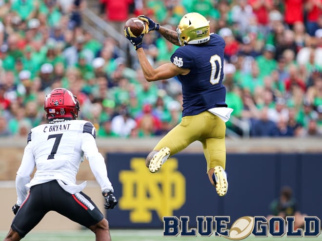 Notre Dame Fighting Irish football senior wide receiver Braden Lenzy 