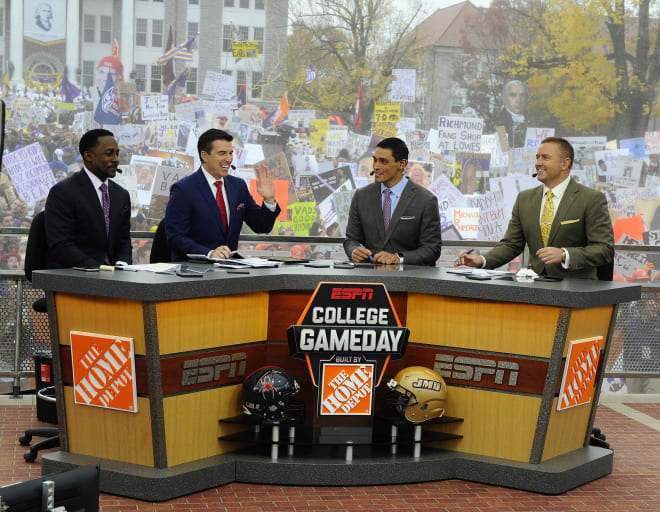 An overhead view of ESPN College GameDay during the ACC College