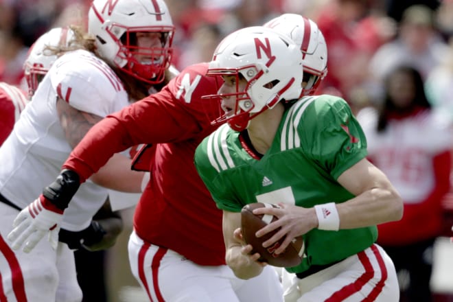 Adrian Martinez might be the Week 1 starter, but the competition with redshirt freshman Luke McCaffrey (above) isn't done yet.