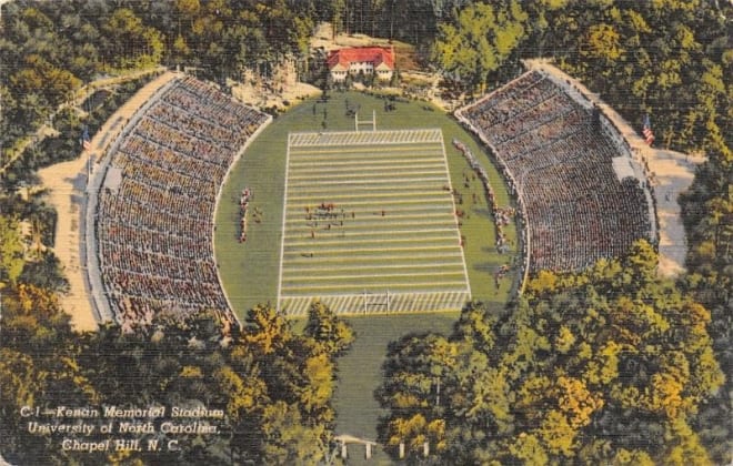 Kenan Stadium postcard 1942, two years before Justice played there as a Bainbridge star.