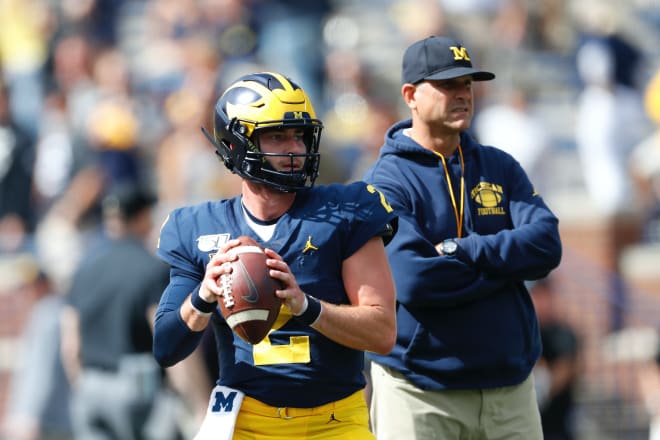 Michigan Wolverines football senior quarterback Shea Patterson completed 19 of his 29 passes for 207 yards on Saturday.