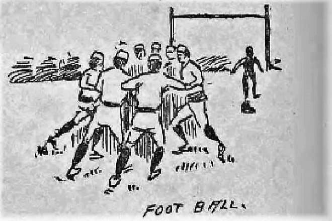 Sketched sometime during the late 1880s-early 1890s, "FOOT BALL" at the University of Georgia.