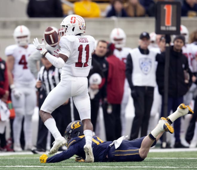 Paulson Adebo with a key interception in the 121st Big Game against Cal.  