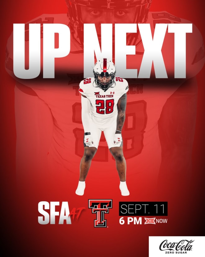 Texas Tech vs SFA, Saturday, Sept. 11, at 6 PM 