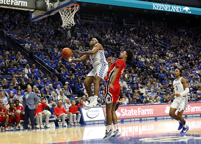Sahvir Wheeler drove to the basket for a layup in Tuesday night's Kentucky win over Ole Miss at Rupp Arena.