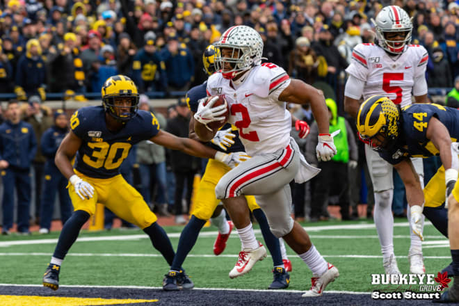 J.K. Dobbins had a career-high four rushing touchdowns against Michigan.