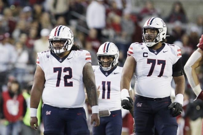 Jordan Morgan (77) earned one of Arizona's two first-team selections Tuesday.