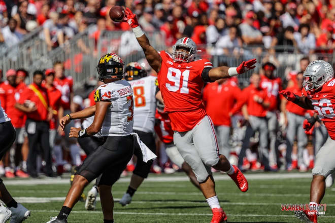 Ohio State freshman defensive tackle Tyleik Williams leads the team with four sacks. 