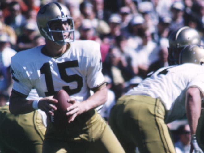 Mike Phipps quarterbacked Purdue to three-straight wins over Notre Dame, including this 1968 game in South Bend when both teams were ranked No. 1. Phipps is the first quarterback in college football history to direct his team to three straight wins over the Irish. 