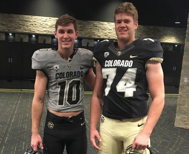 Frank Fillip (right) will protect his future quarterback Blake Stenstrom (left) in Colorado