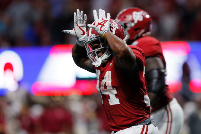 Alabama running back Damien Harris celebrates after scoring a touchdown against Florida State in the season opener. Photo | Getty Images
