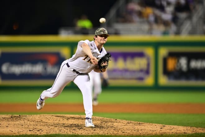 LSU starting pitcher Ty Floyd threw five no-hit innings while striking out six and walking three in the No. 1 Tigers 12-0 win over Samford Saturday night in Tiger Stadium.