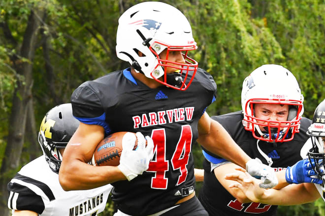 A talented running back and one of SIx-Man's best all-around players, senior Chandler Page (44) leads his Parkview Christian team against Pawnee City in tonight's Six-Man state title game at Kearney