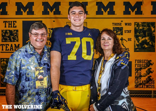 Four-star offensive tackle Noah Nelson is high on U-M's board and high on the Wolverines after an official.